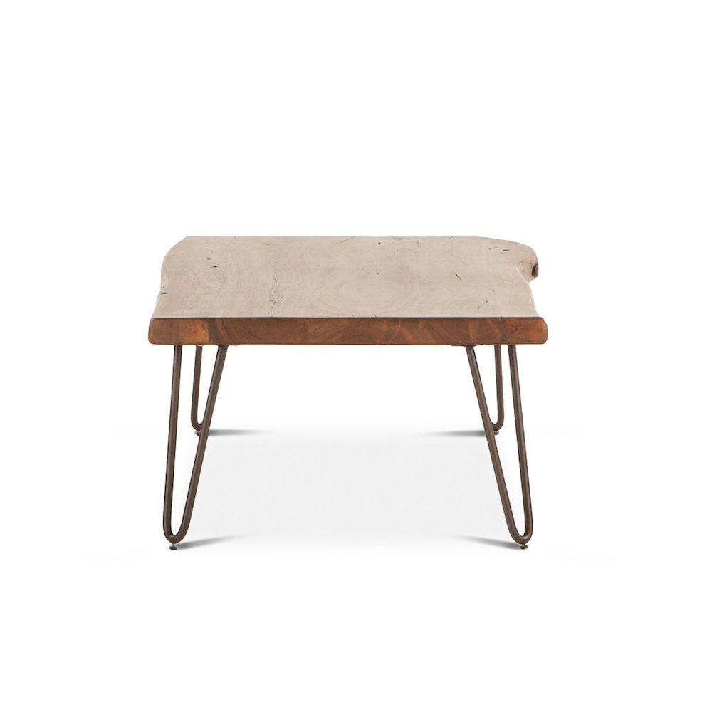 Grandby Acacia Wood Live Edge Coffee Table in Walnut Finish