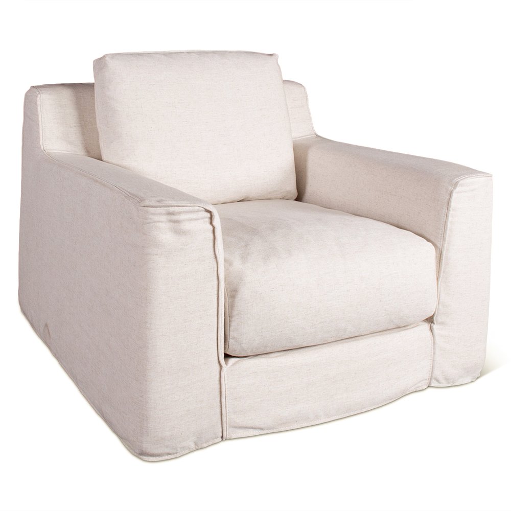 Oliver Armchair in White Linen Slipcover