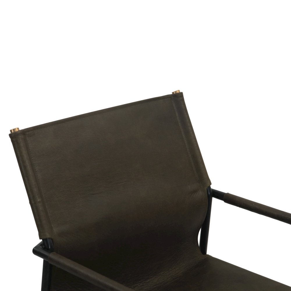 Sutton 20" Dining Armchair Olive Green Leather and Iron