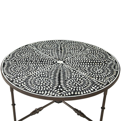 Ozark 40" Coffee Table with Floral Horn Inlay and Iron