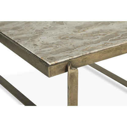 Rhodes 32" Coffee Table with Marble and Antique Brass