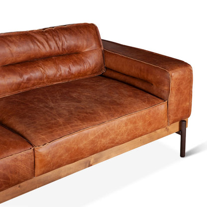 Chiavari Modern Leather Sofa in Vintage Cognac