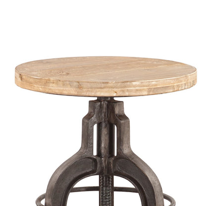 Paxton 16" Reclaimed Wood Adjustable Stool Oiled Teak