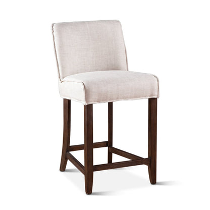Avery Dining Chair in Off White Linen with Dark Legs
