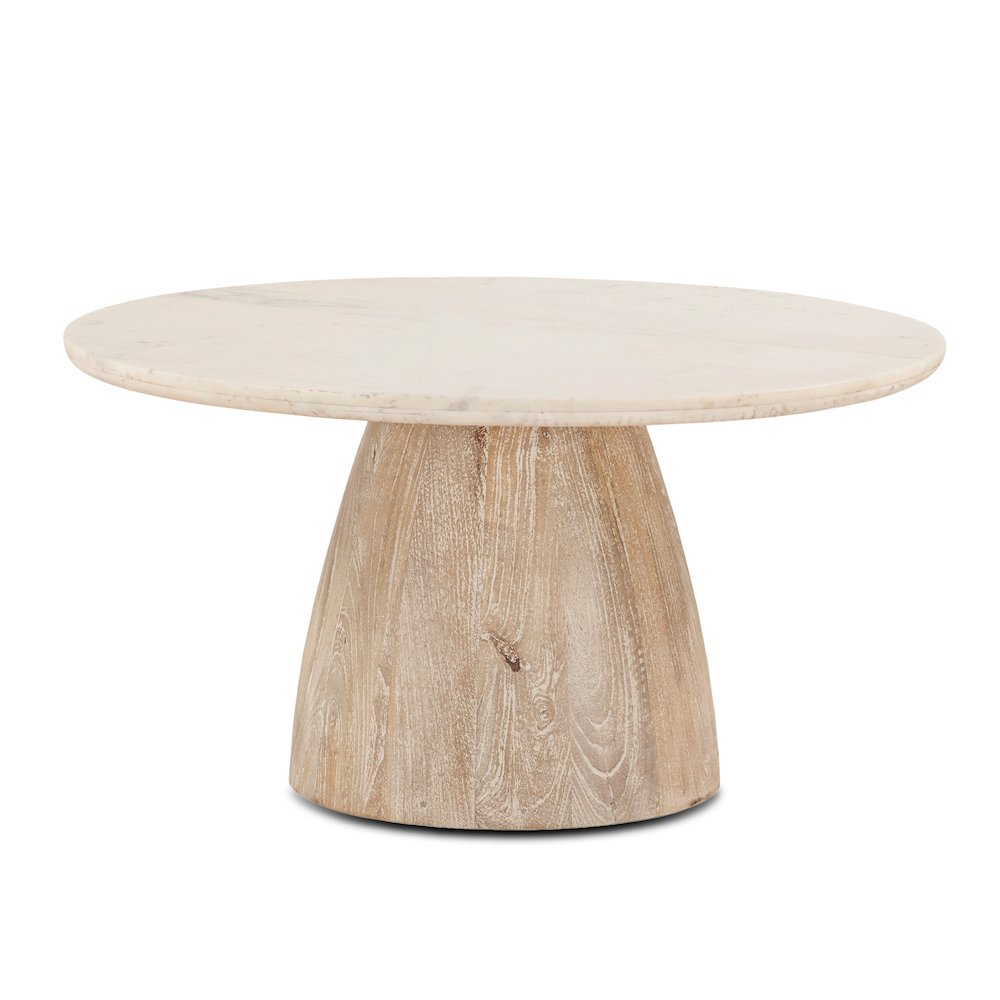 Palm Desert Round Coffee Table 36 White Marble Mod Base