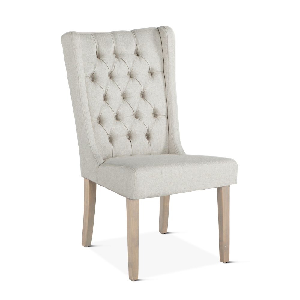 Chloe Off-White Linen Dining Chair With Napoleon Legs