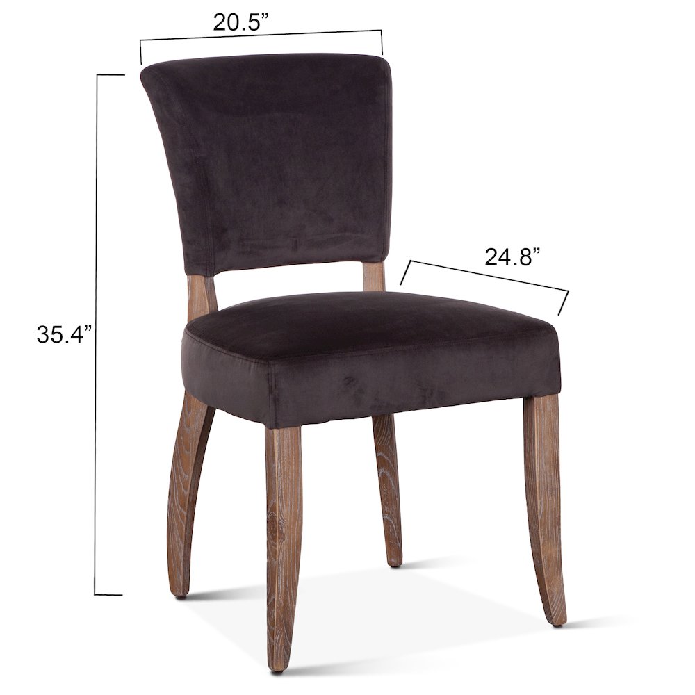 Portia Side Chair in Asphalt Velvet with Napoleon Legs