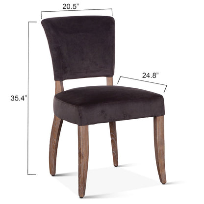 Portia Side Chair in Asphalt Velvet with Napoleon Legs