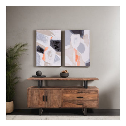 Muted Mosaic 2 Hand Painted Framed Diptych