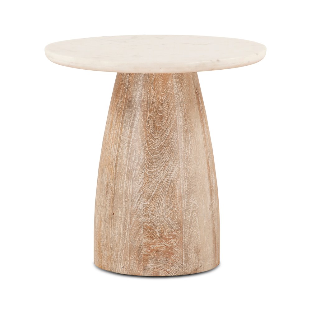 Palm Desert Round Side Table 22 White Marble Mod Base