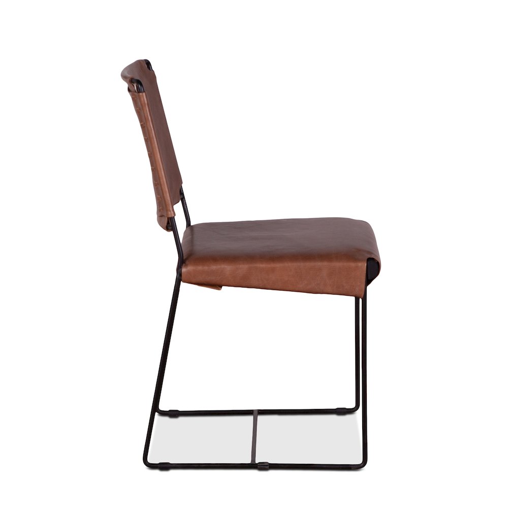 Melbourne Dining Chair in Tobacco Leather and Iron