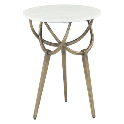 Odessa 16" Side Table with White Marble and Antique Brass Base, Set of 2