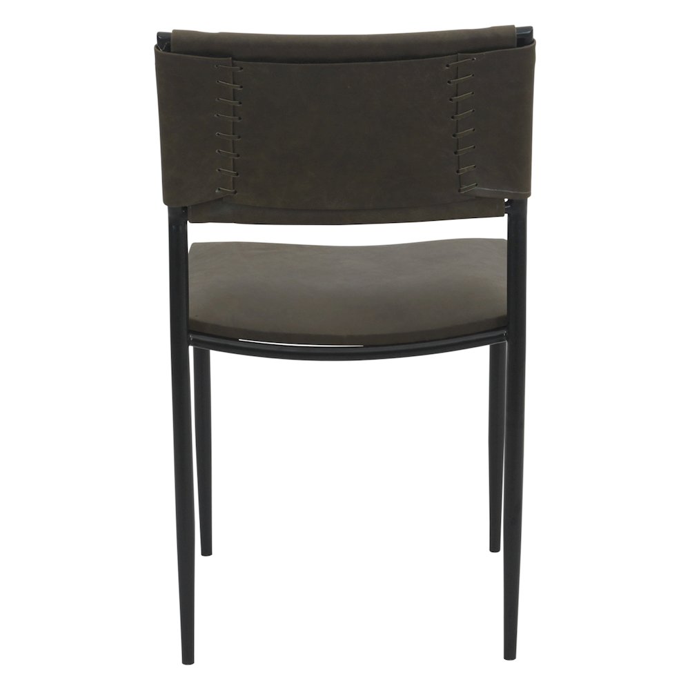 Sutton 18" Dining Chair Olive Green Leather and Iron