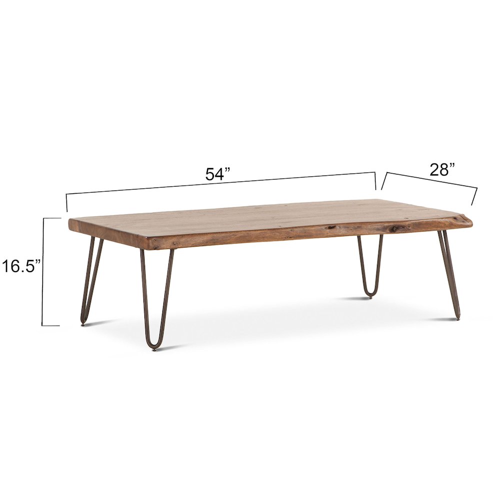 Grandby Acacia Wood Live Edge Coffee Table in Walnut Finish