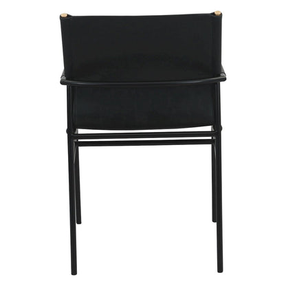 Sutton 20" Dining Armchair in Black Leather and Iron