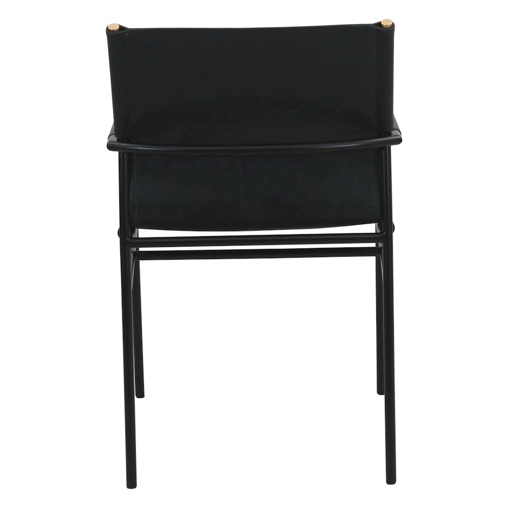 Sutton 20" Dining Armchair in Black Leather and Iron