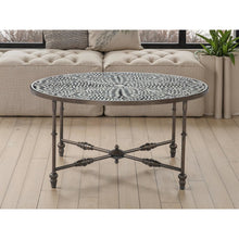 Ozark 40" Coffee Table with Floral Horn Inlay and Iron