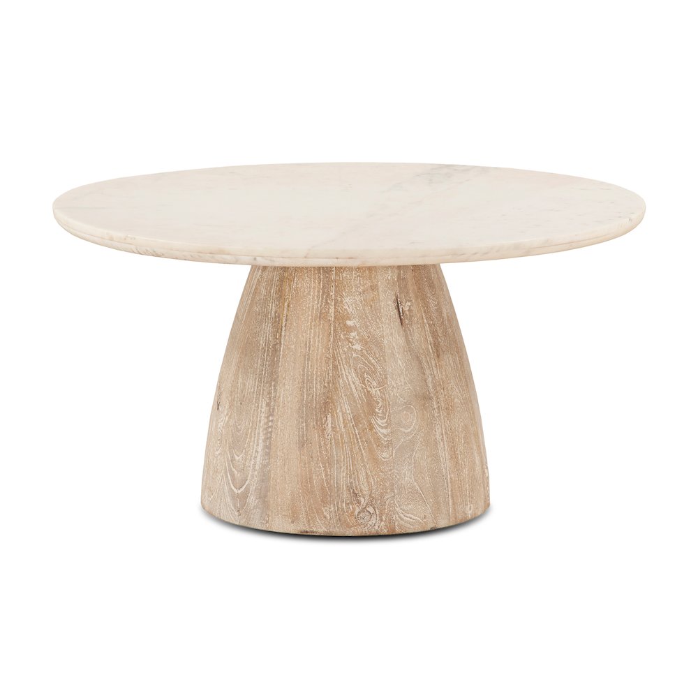 Palm Desert Round Coffee Table 36 White Marble Mod Base