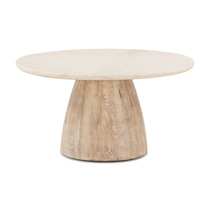 Palm Desert Round Coffee Table 36 White Marble Mod Base