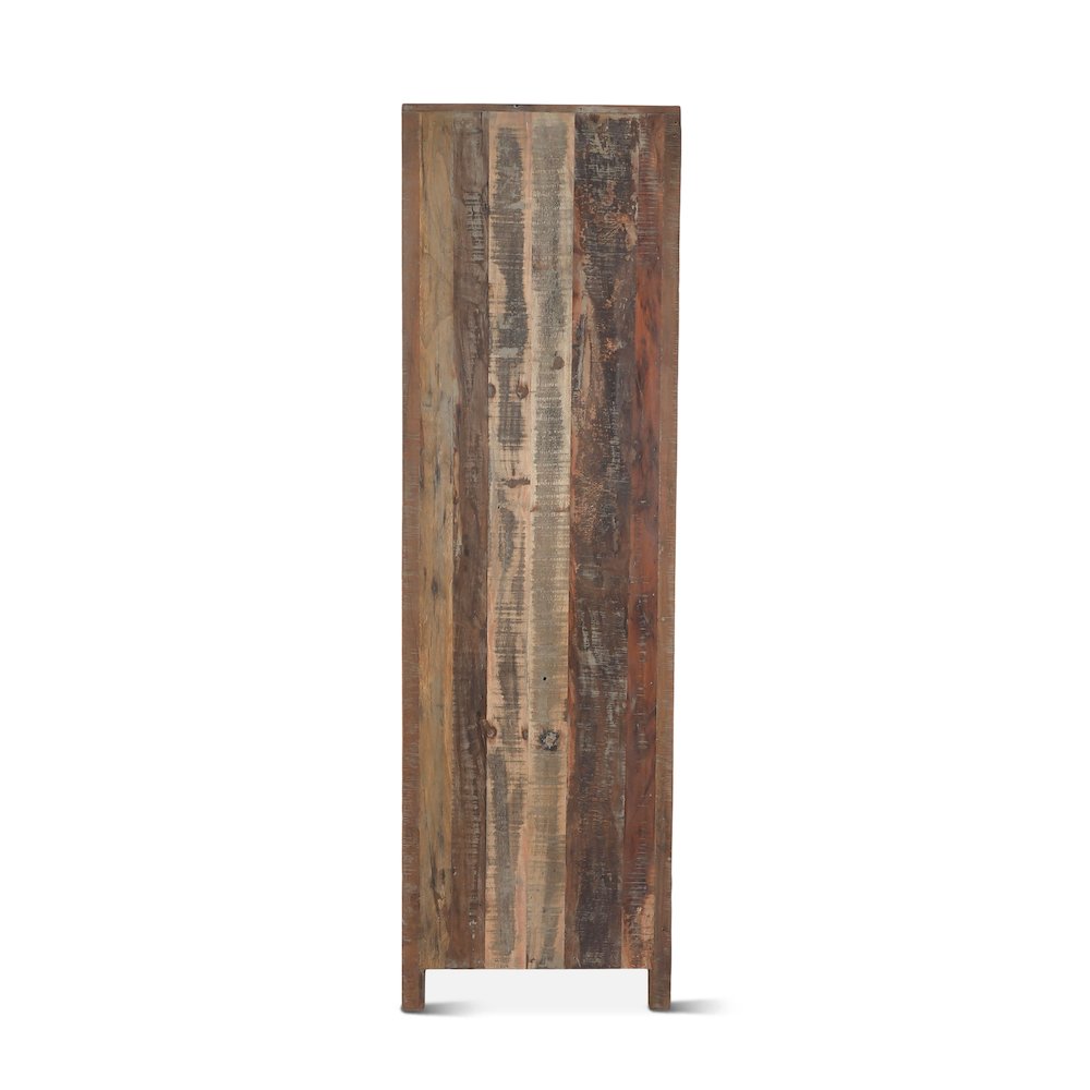 Welles Tall Vault Style Cabinet in Reclaimed Wood and Iron