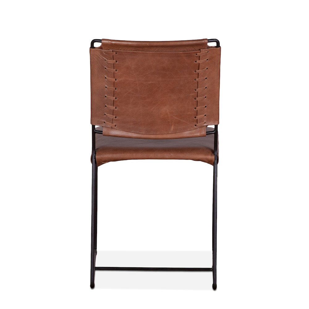 Melbourne Dining Chair in Tobacco Leather and Iron