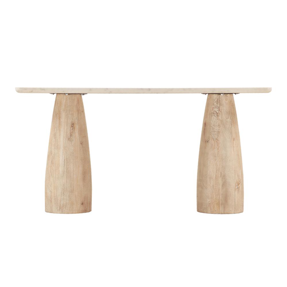 Palm Desert 60" Console Table in White Marble with Mod Base