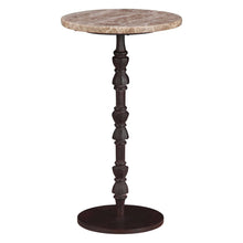 Rochester 12" Side Table in Light Emperador Marble with Casted Base