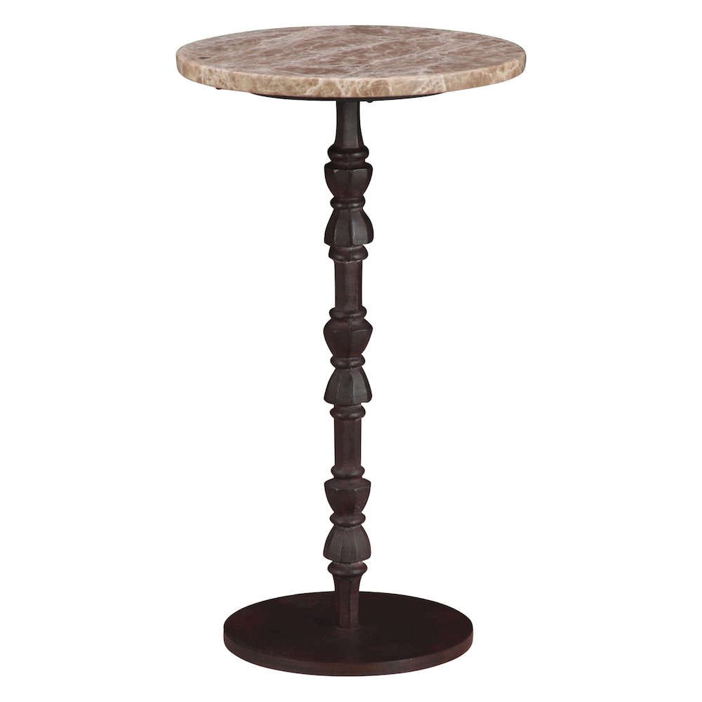 Rochester 12" Side Table in Light Emperador Marble with Casted Base