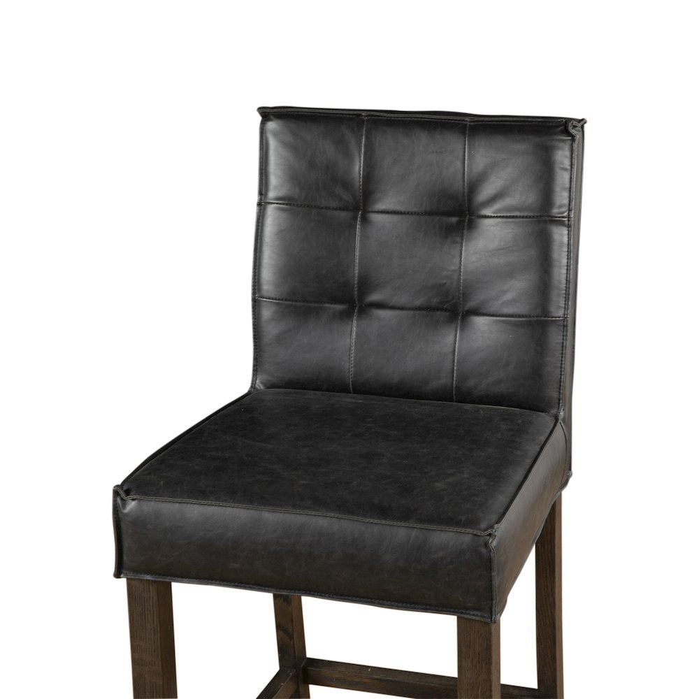 Aven Counter Chair in Black Leather with Dark Legs