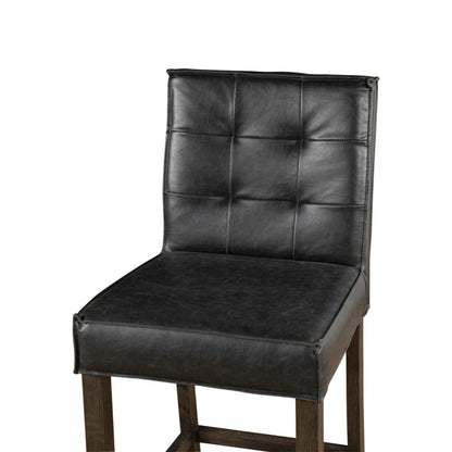 Aven Counter Chair in Black Leather with Dark Legs