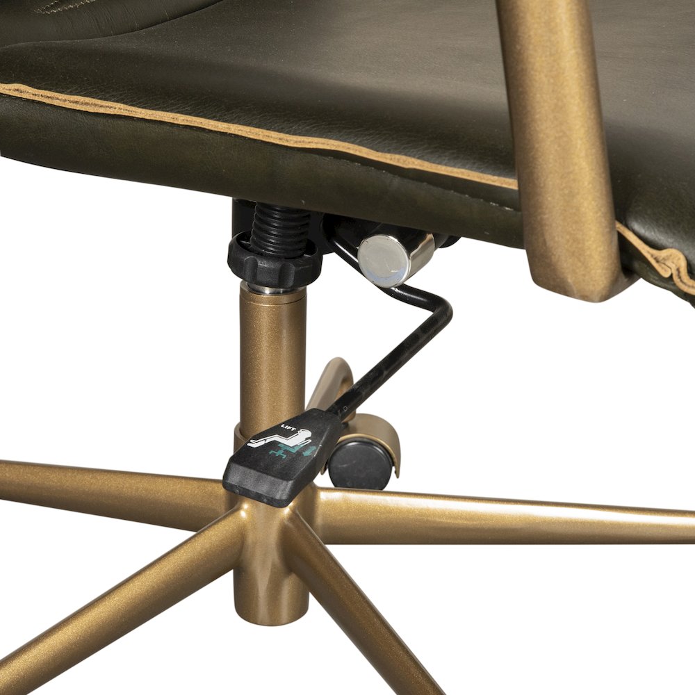Chiavari Swivel Office Chair in Emerald Green Leather and Antique Gold