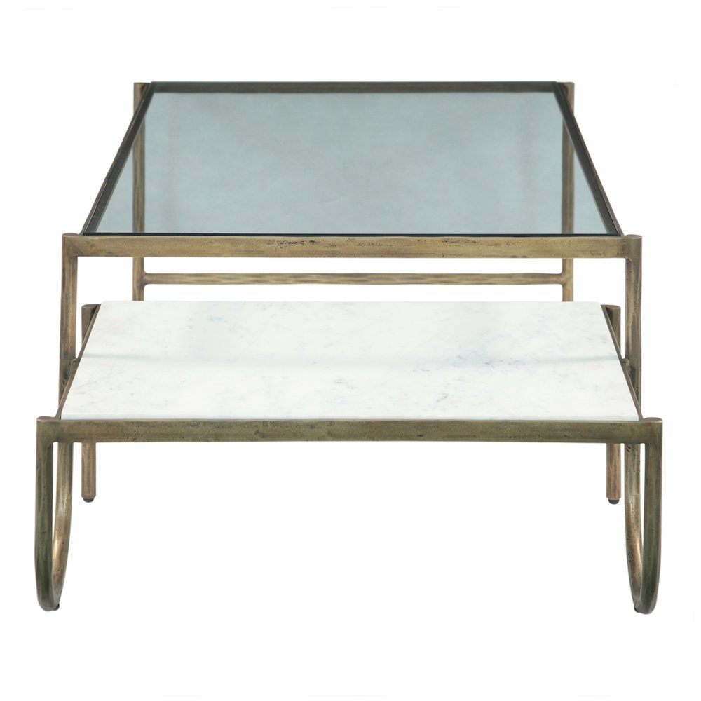 Sonoma 52" Nesting Coffee Table with Glass and Marble Top