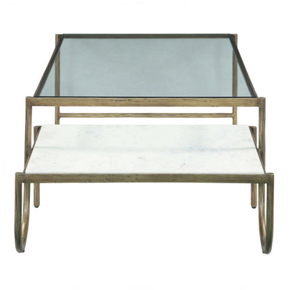 Sonoma 52" Nesting Coffee Table with Glass and Marble Top