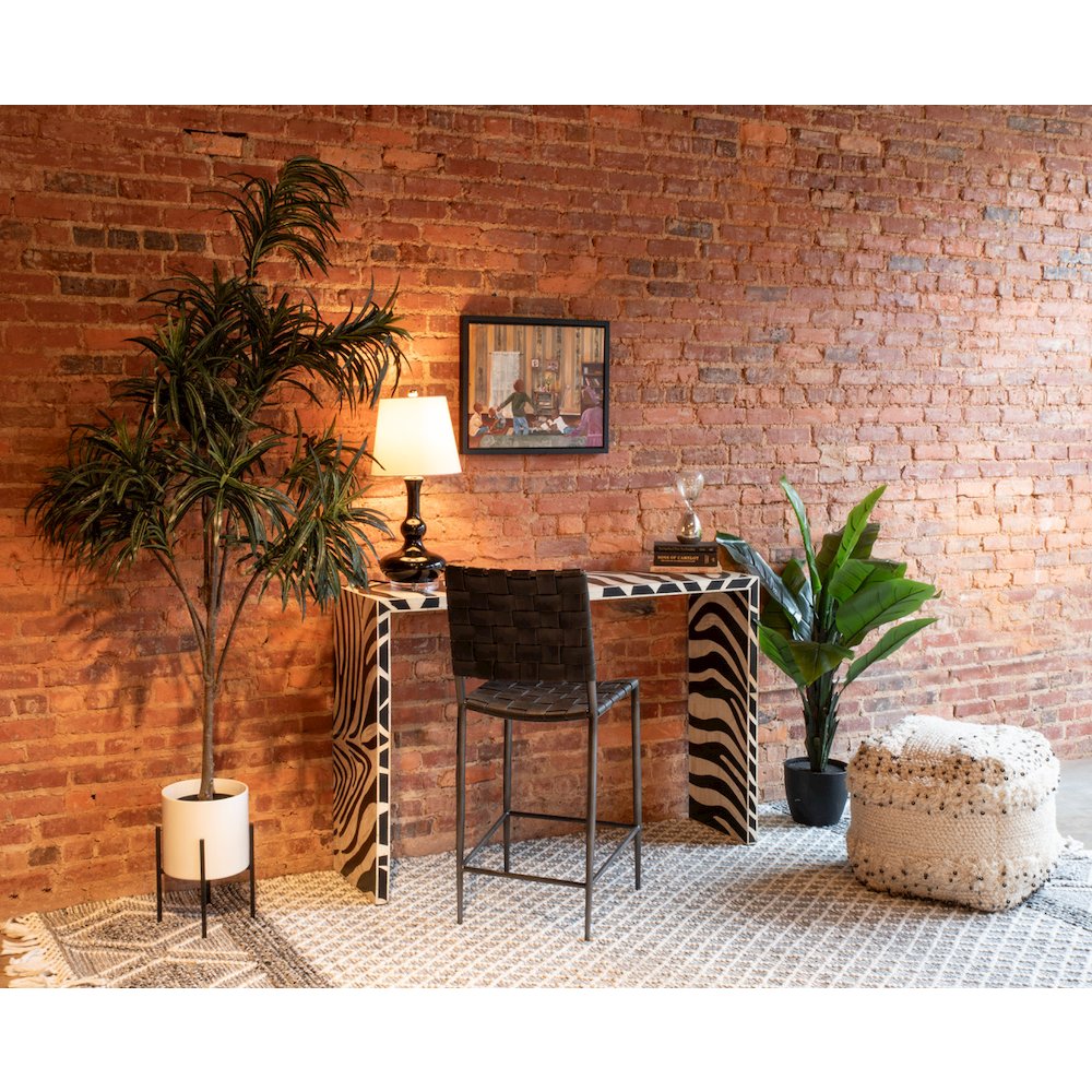 Algiers Square Ottoman in Sequined Cream Fabric