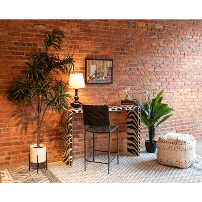 Algiers Square Ottoman in Sequined Cream Fabric