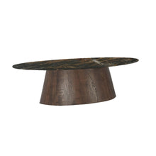 Caldera 52" Oval Coffee Table in Lava Marble with Dark Mango Base
