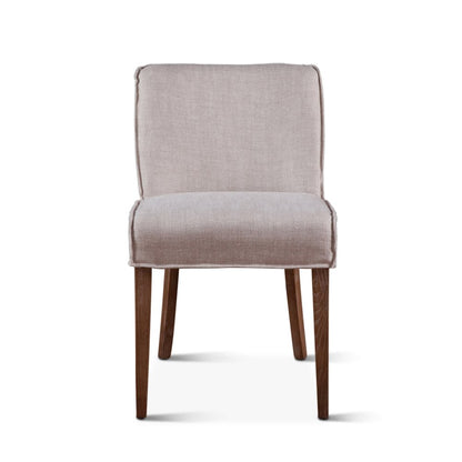 Avery Dining Chair in Off-White Linen with Natural Legs