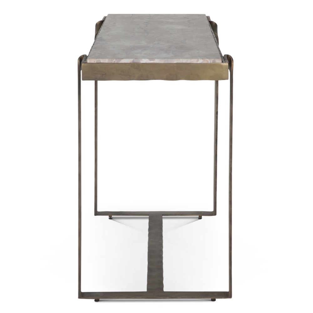 Rhodes 52" Console Table with Capri Beige Marble Top and Antique Brass Base