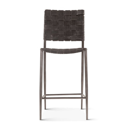 Lund 17in Buffalo Leather and Iron Counter Chair Black