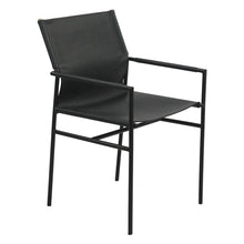 Sutton 20" Dining Armchair in Black Leather and Iron