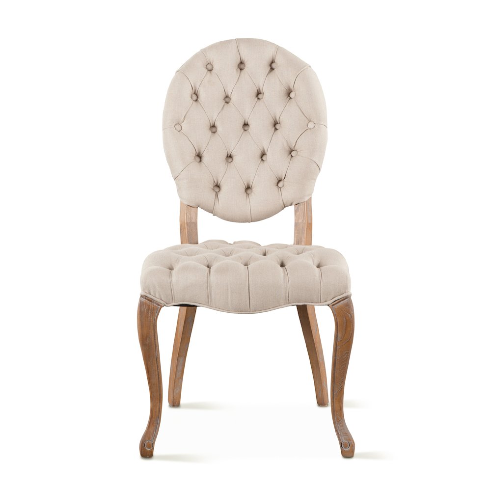 Portia Tufted Dining Chair in Beige Linen