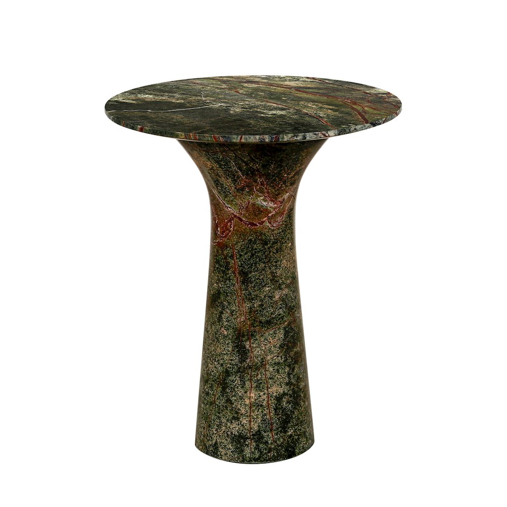 Harbor 18" Tall Side Table in Green Bidasar Marble