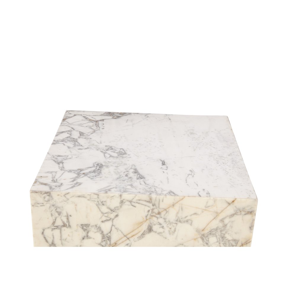 Giza 32" Drum Coffee Table in Alabaster Marble