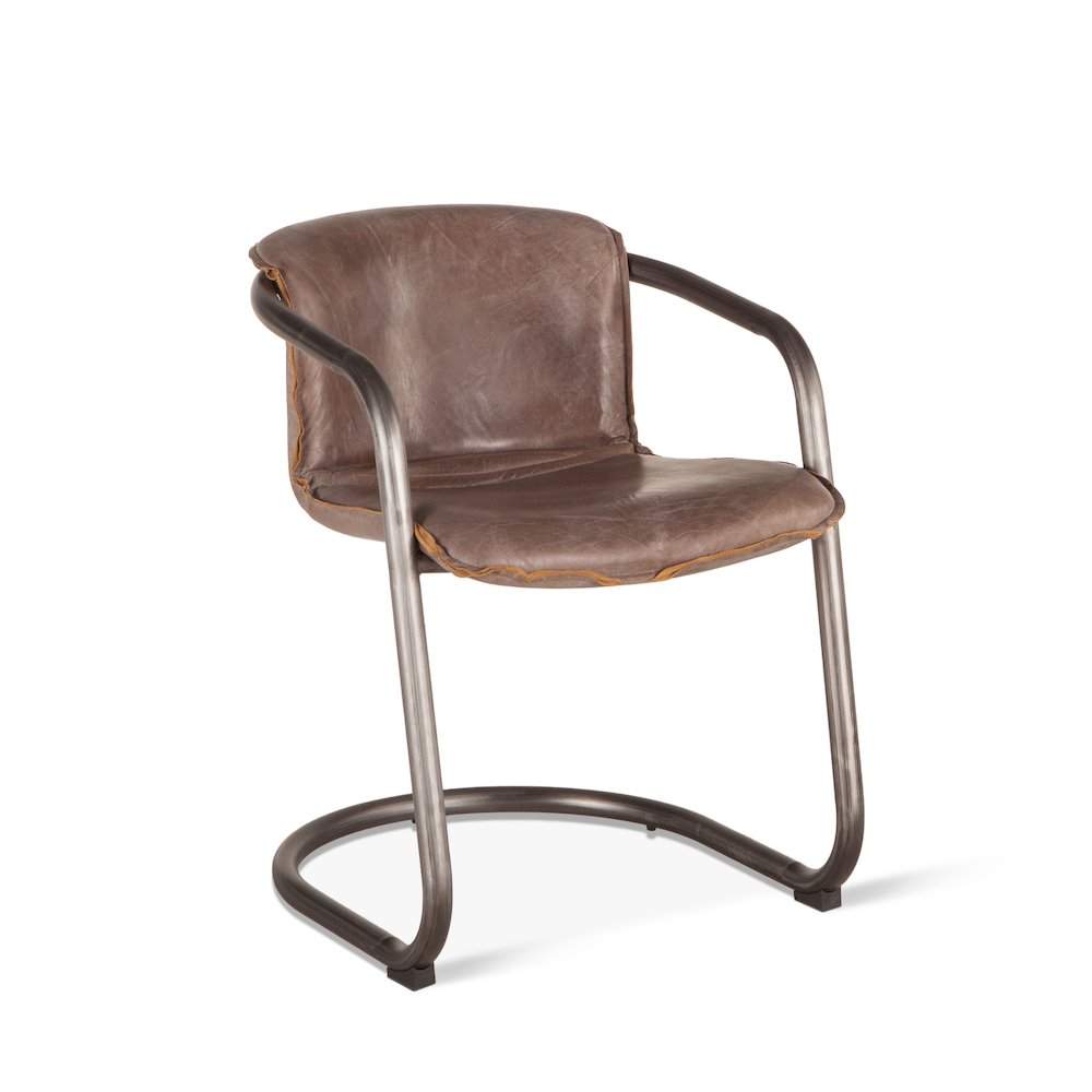 Chiavari Dining Chair in Jet Brown Leather and Steel