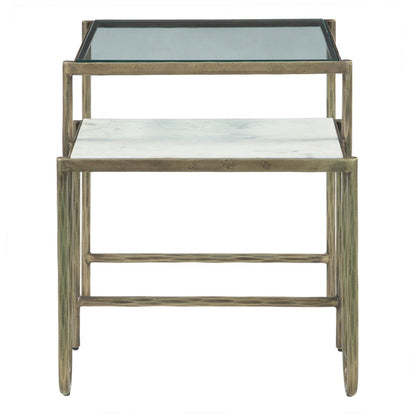 Sonoma 22" Nesting Side Table with Glass and Marble Top