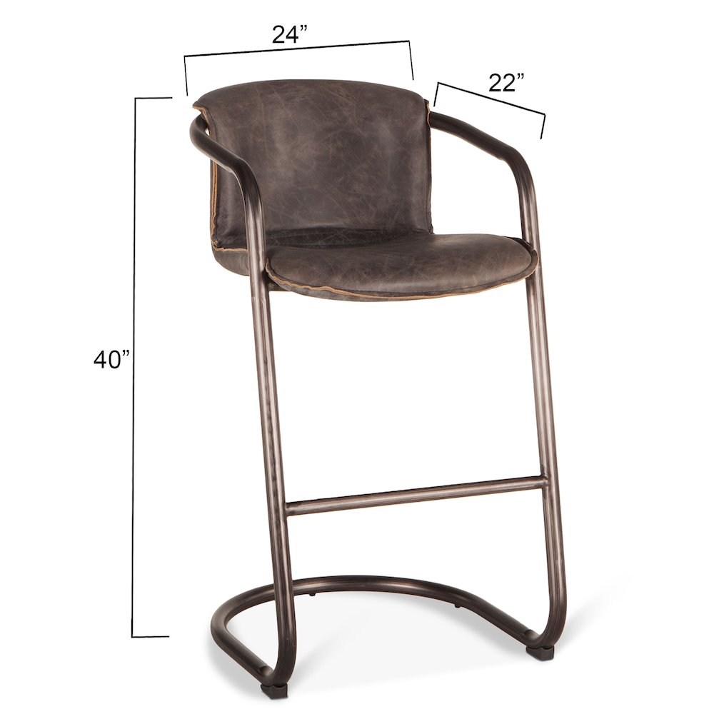 Chiavari Bar Chair in Antique Ebony Leather and Steel