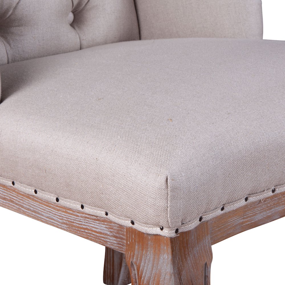 Portia Dining Chair in Off-White Linen and Oak