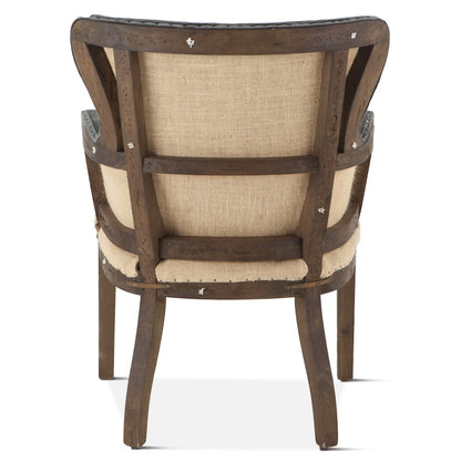 Charles Armchair in Gray Velvet with Exposed Frame