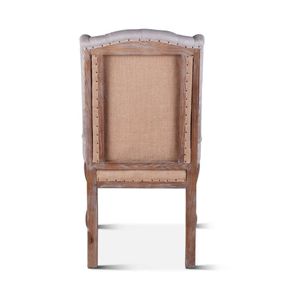 Portia Dining Chair in Off-White Linen and Oak
