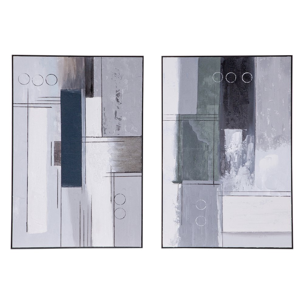 Parallel Horizons Hand Painted Framed Diptych